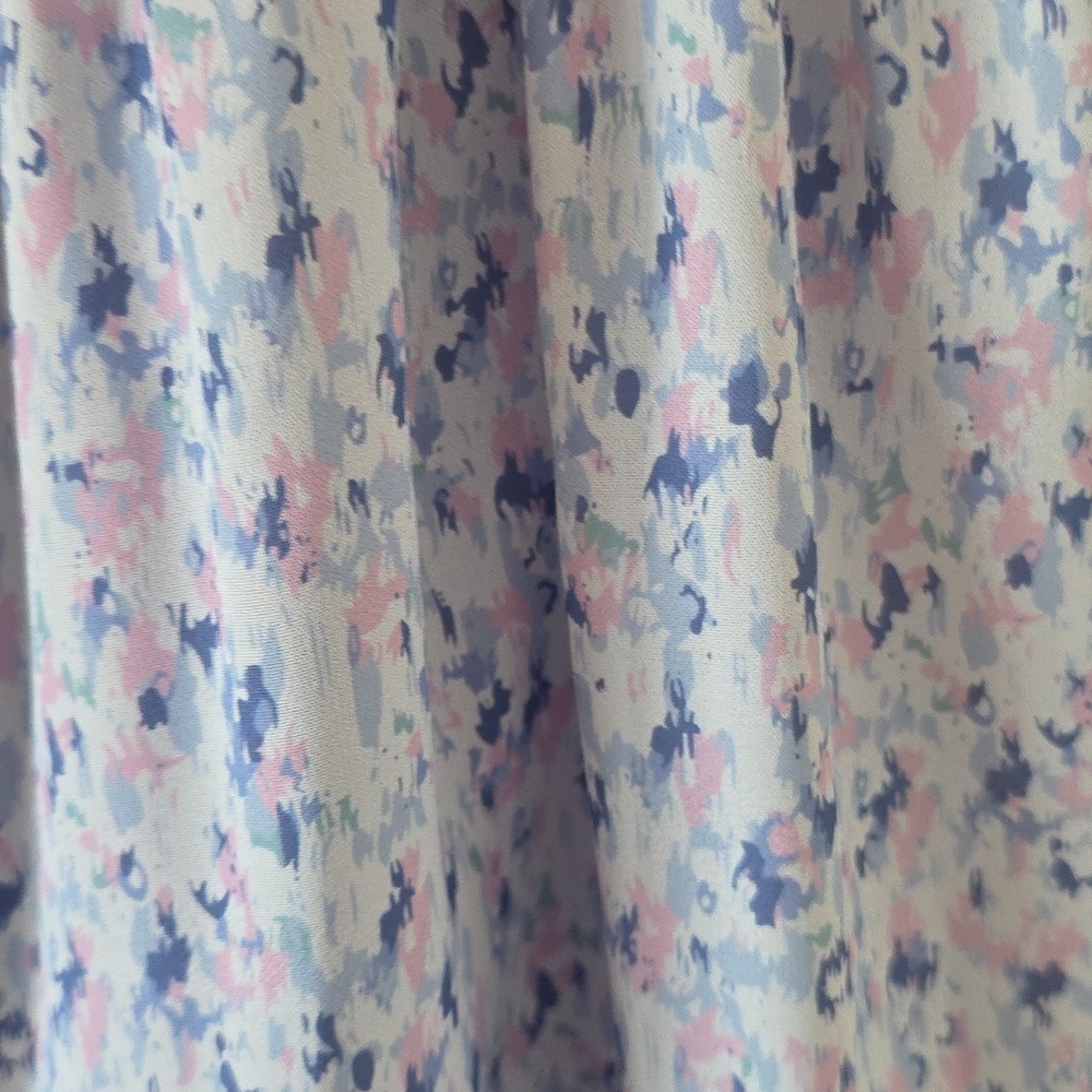 HEARTLOOM | Smocked Dress Tiered Skirt Floral Blue Spaghetti Straps Sz L - Picture 5 of 6
